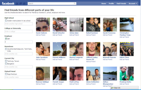 Facebook Friend Search and Friend Browser (login required)